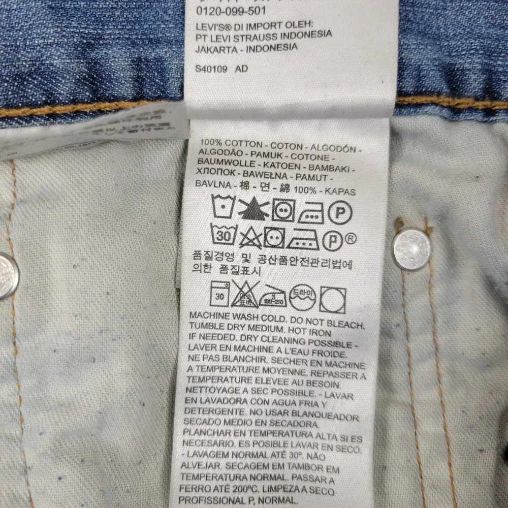 Levis 505 Regular Fit Straight Leg Jeans Mens 38 x 30 Measures 37 x 29 Blue Cott